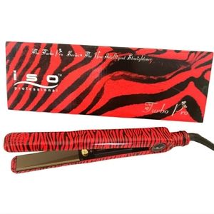 ISO Flat Iron Hair Straightener Red Zebra Print
